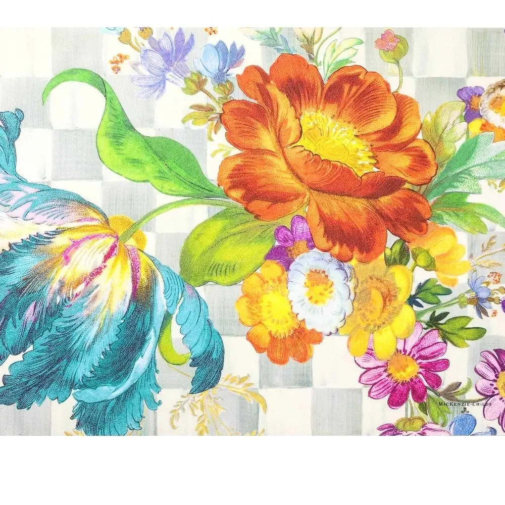 Brand New Mackenzie-Childs Sterling Flower Market Floor Mat – 2′ x 3′